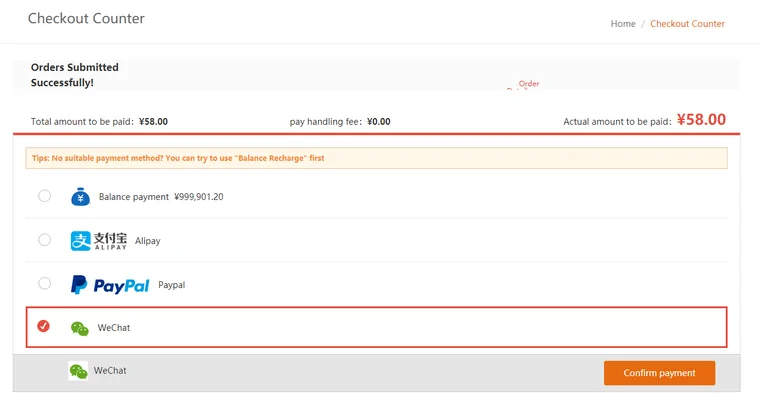 Kakobuy help illustration of paying by WeChat