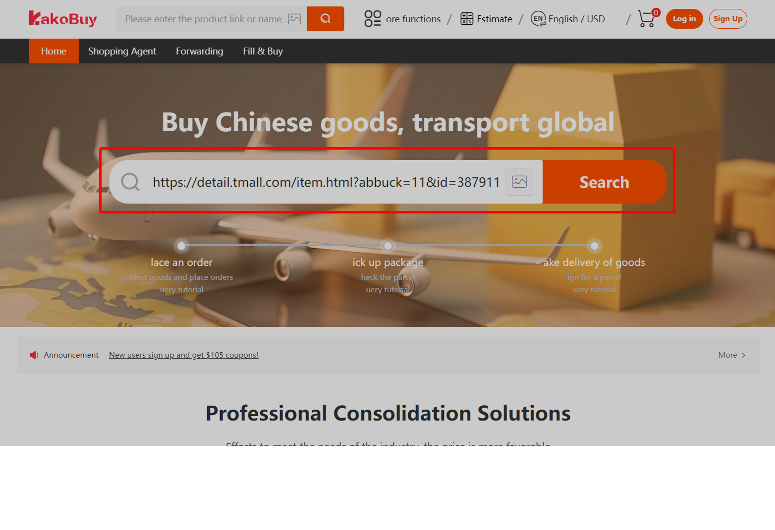 Paste that URL into the Kakobuy search bar.